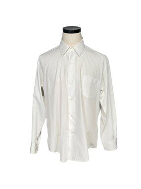Vintage 70s Kmart Mens White Button-Up Shirt Permanent Press Large